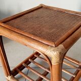 Vintage side table in rattan and bamboo