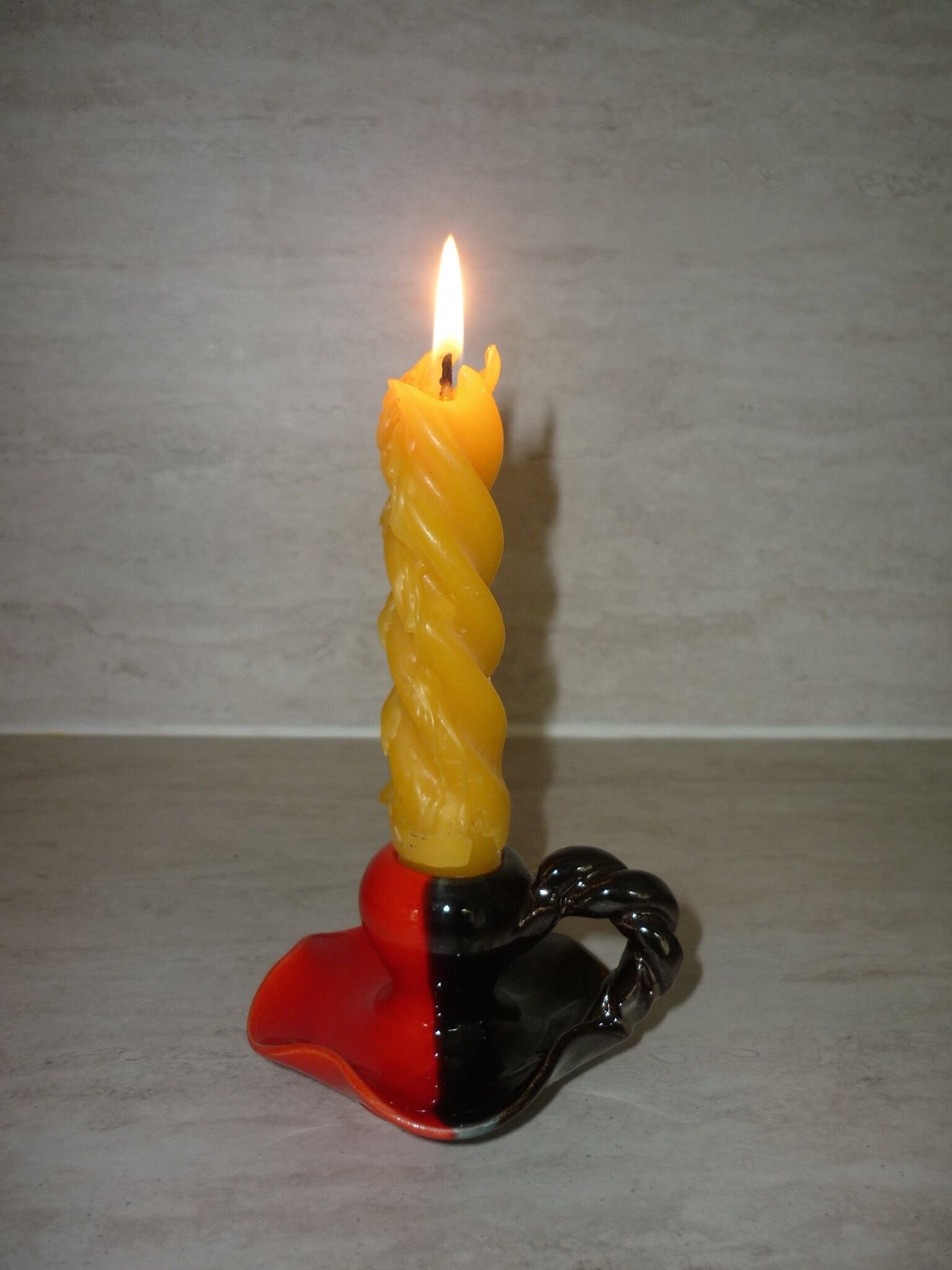 Red and black Vallauris candle holder