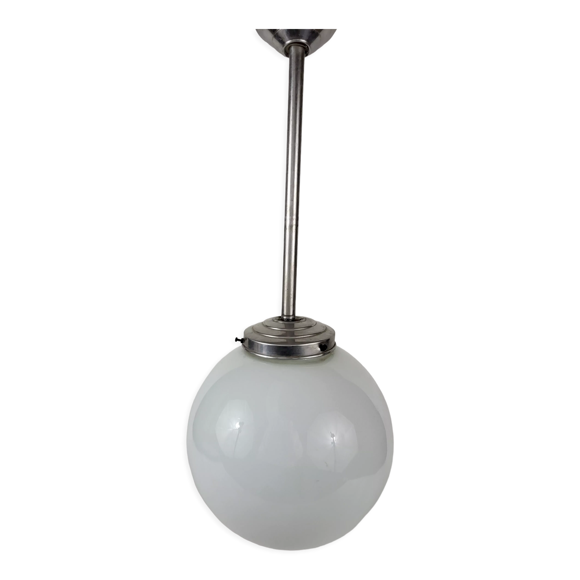 Art deco opaline glass globe pendant lamp