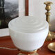 Table lamp brass and glass white