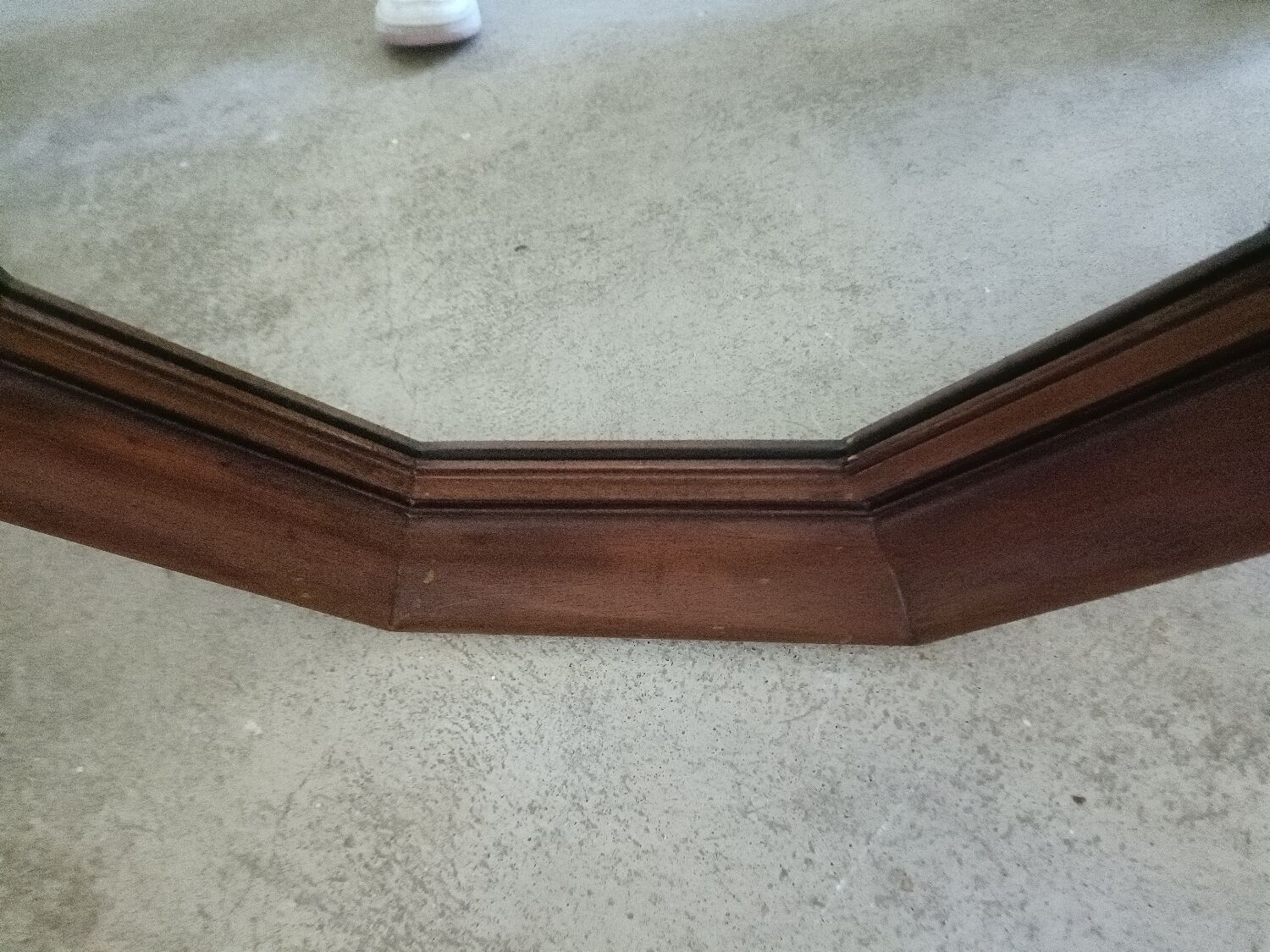 Vintage octagonal mirror in solid wood