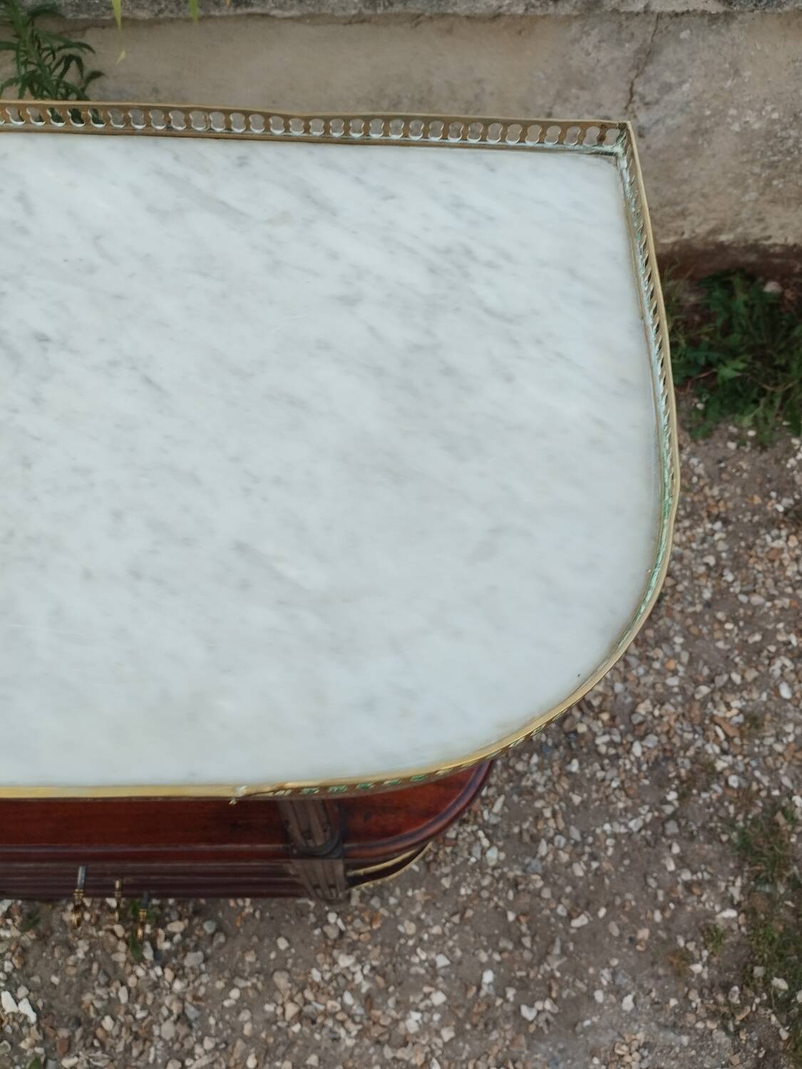 Antique Louis XVI style chest of drawers with marble top
