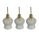 Set of three vintage pendant lamps in chiseled glass