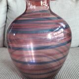 Vase vintage en verre rayé