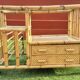 Auxiliary bar cabinet in natural bamboo with glass top - 1960s