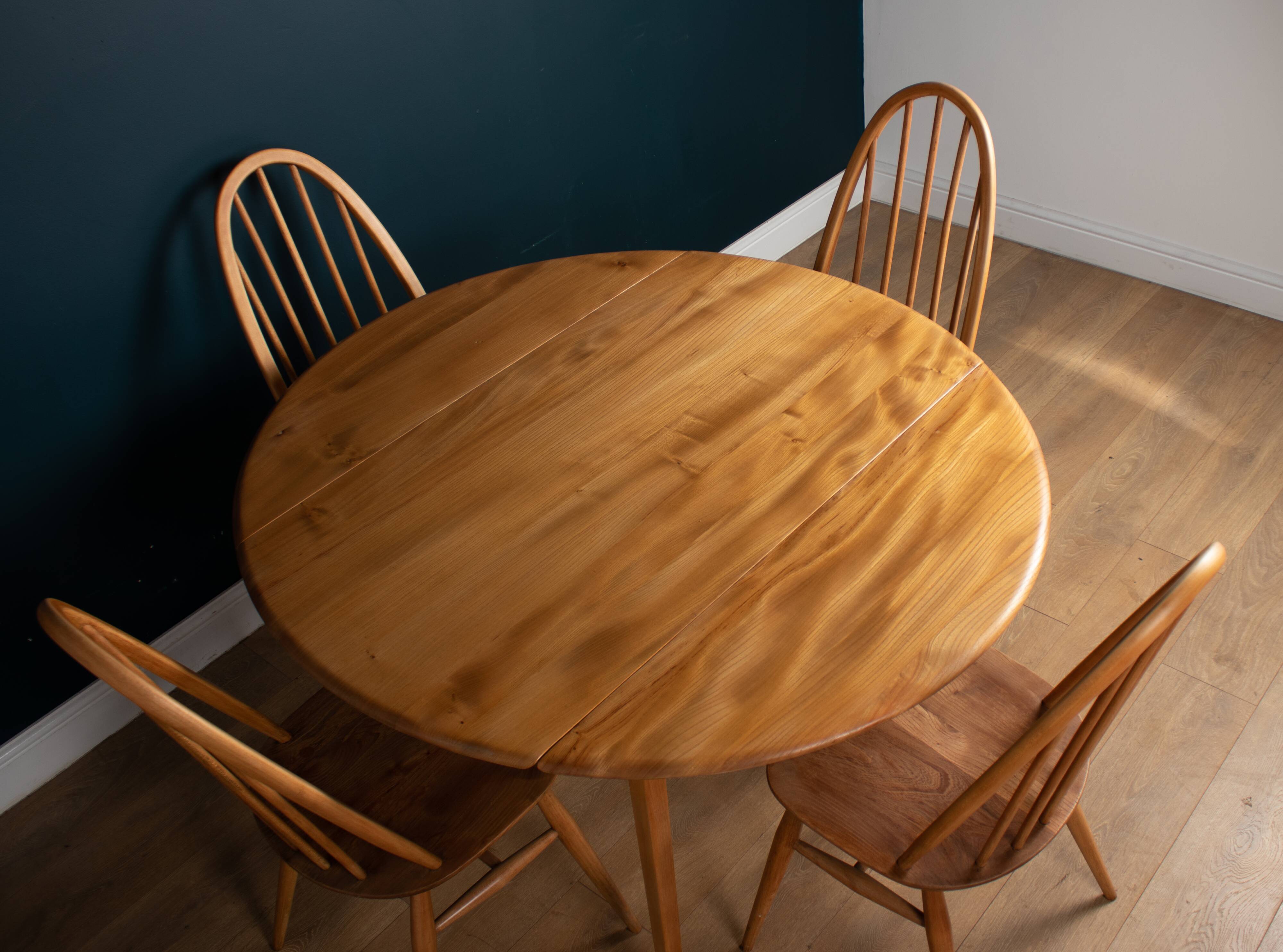 Restored Vintage Retro Ercol 1960s 384 Round Dining Table & 4 370 Windsor Arm Chairs Regular price