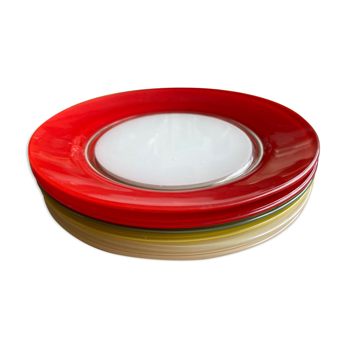 Set of 6 colored glass plates