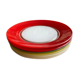 Set of 6 colored glass plates