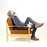 Elegant Lounge Chair In Oak, Czechoslovakia 1960s, 4 Available