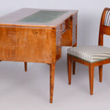 Restored biedermeier walnut writing desk, revived polish, czechia, 1830s