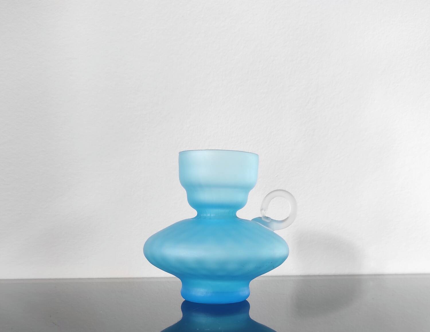 Vintage frosted glass candlestick - 60s 70s design