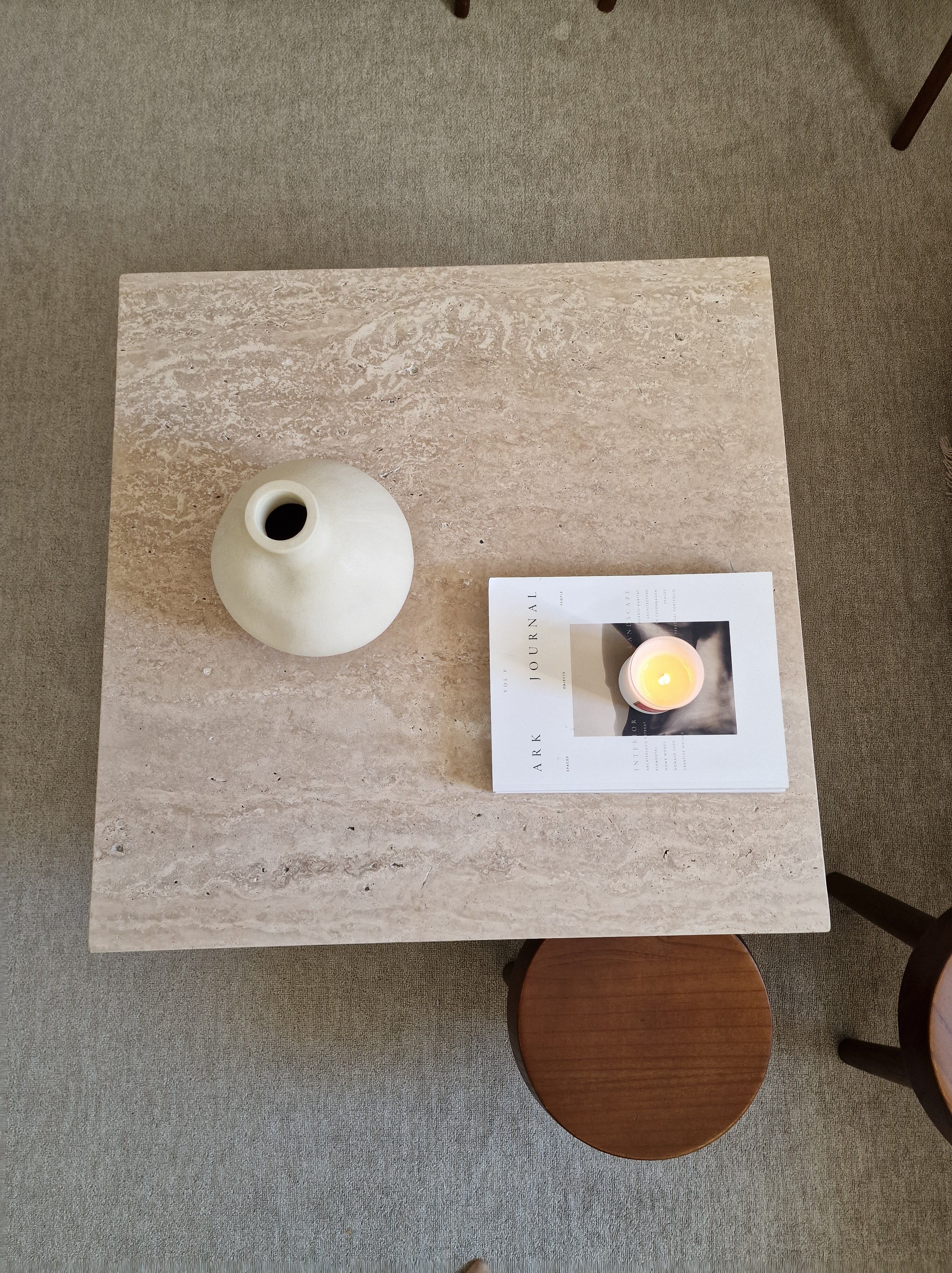 Natural travertine square Kalia coffee table 90x90
