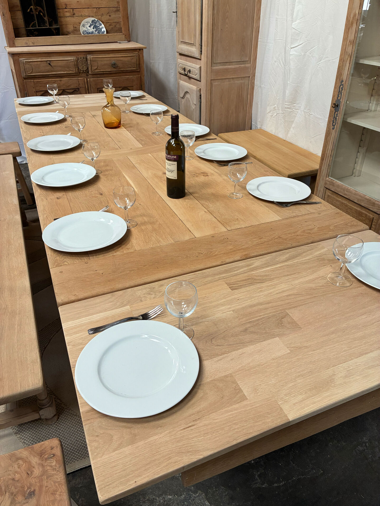 Table de ferme en chêne massif avec rallonges