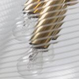 XXL Transparent Murano Glass Globe Lamp with Gold Metal Hardware, 3-Bulb Italian 1960s Vintage Pendant