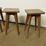 Série de 5 tabourets d'atelier en bois vintage