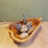 Empty wooden pocket in the shape of a vintage pear
