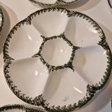 Lot of 8 oyster plates in GIEN France barbotine earthenware stamped