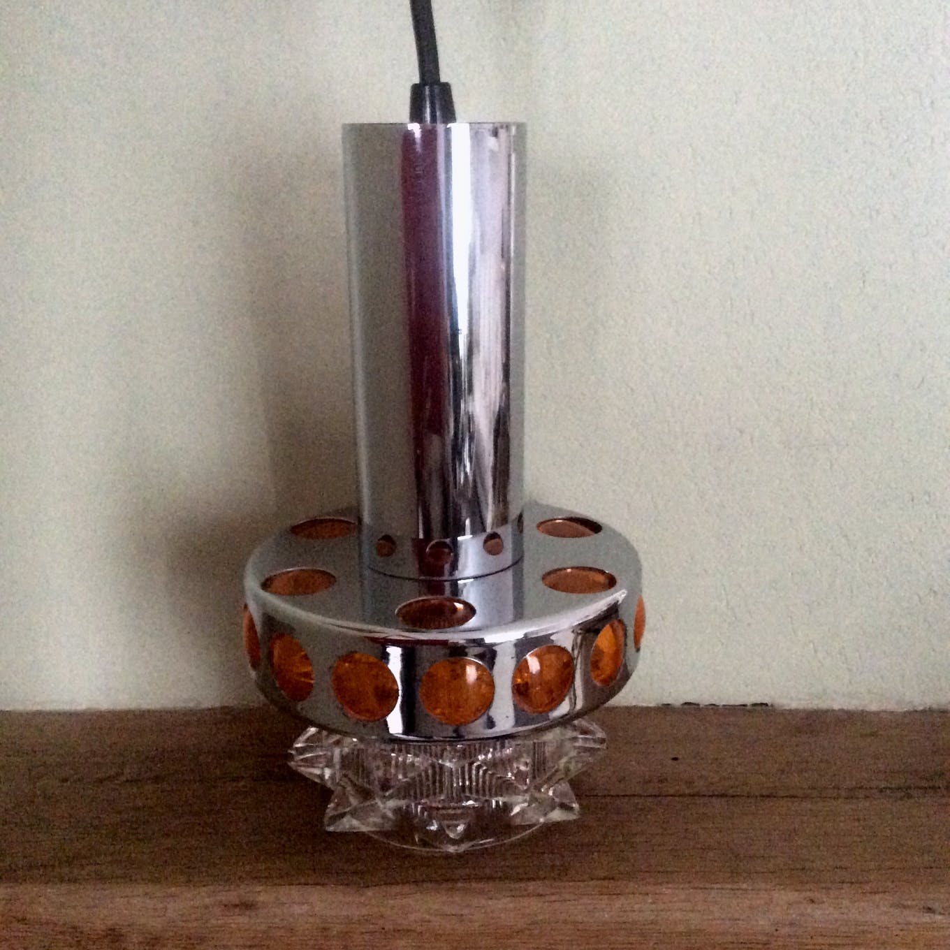 Hanging lamp chrome and glass, 1970