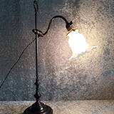 Adjustable lamp in painted metal with frosted glass tulip