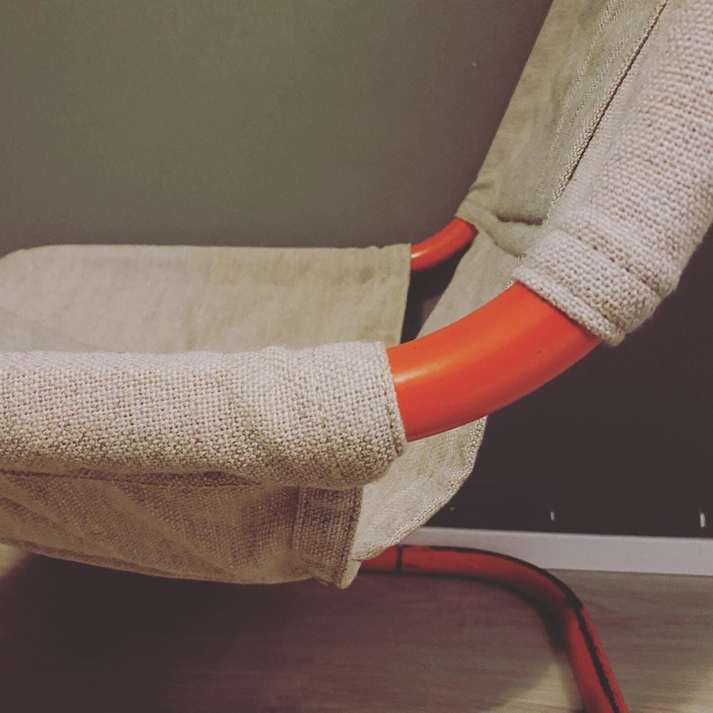 Vintage Swedish steel tubular lounge chair 1980