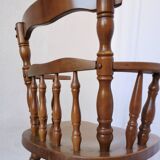 Vintage Beech Wood Windsor Dining Chair - 1970s Captains Armchair