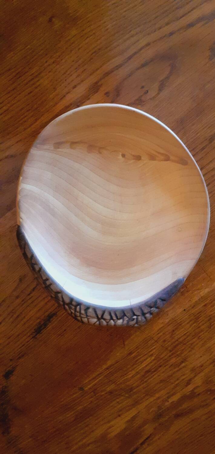 Ceramic pocket emptier with wood motif by GranJean Jourdan Vallauris