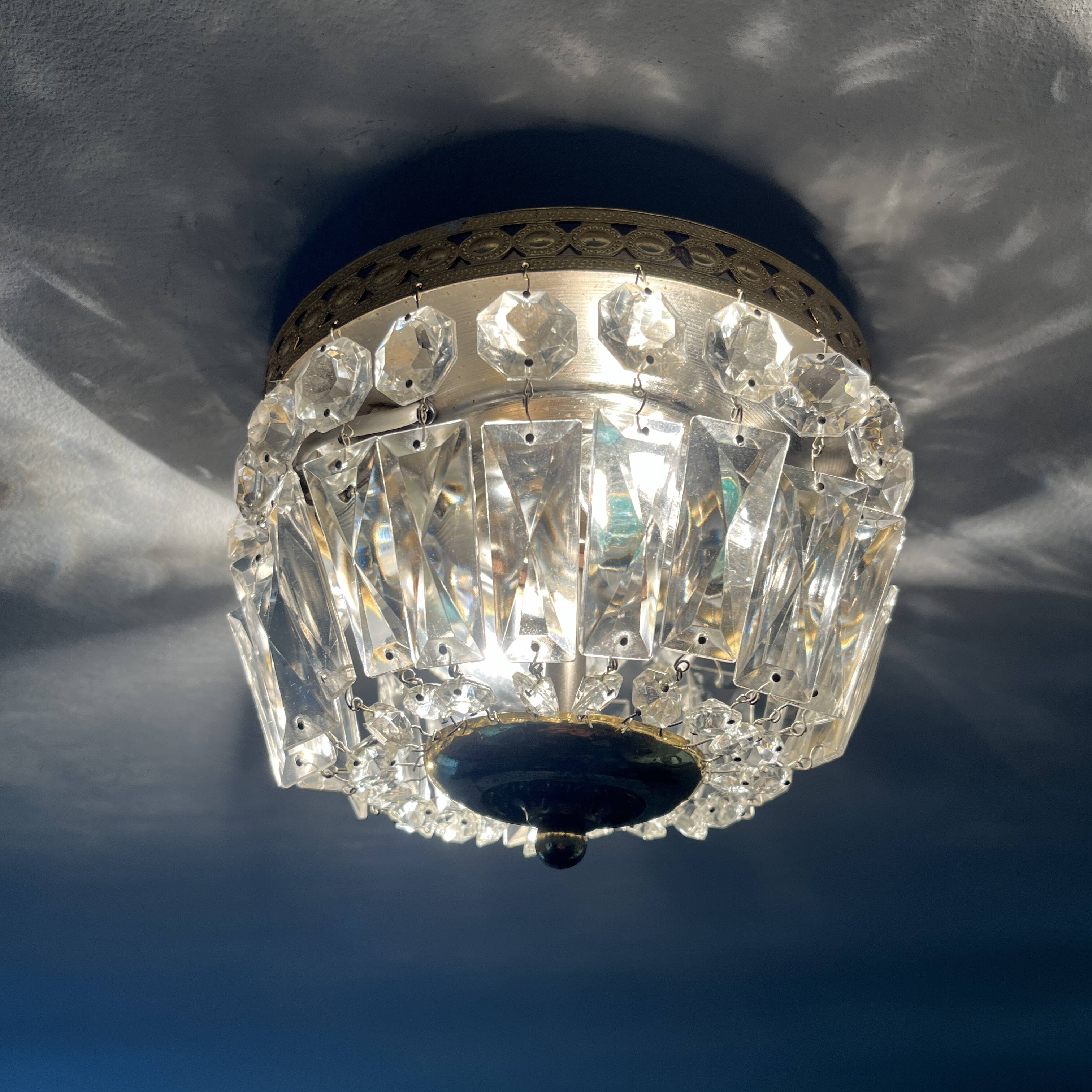 Deknudt 2-light golden brass glass pendant basket ceiling light