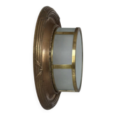 Vintage XL wall light, brass, copper and frosted glass, France, 1930.