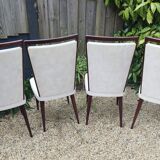 Set of 4 Vintage Mid-Century Modern Chairs with Tapered Legs and Metal Sabers -