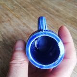 Small pot with handle imitation blue varnished barrel