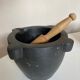 Marble mortar and 19th boxwood pestle