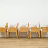 Set of five antique wooden chairs / armchairs.