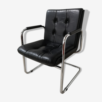 Chaise Bauhaus Cantilever en cuir vintage