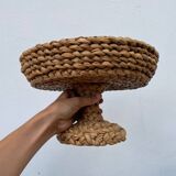 Fruit bowl on stand in woven rattan