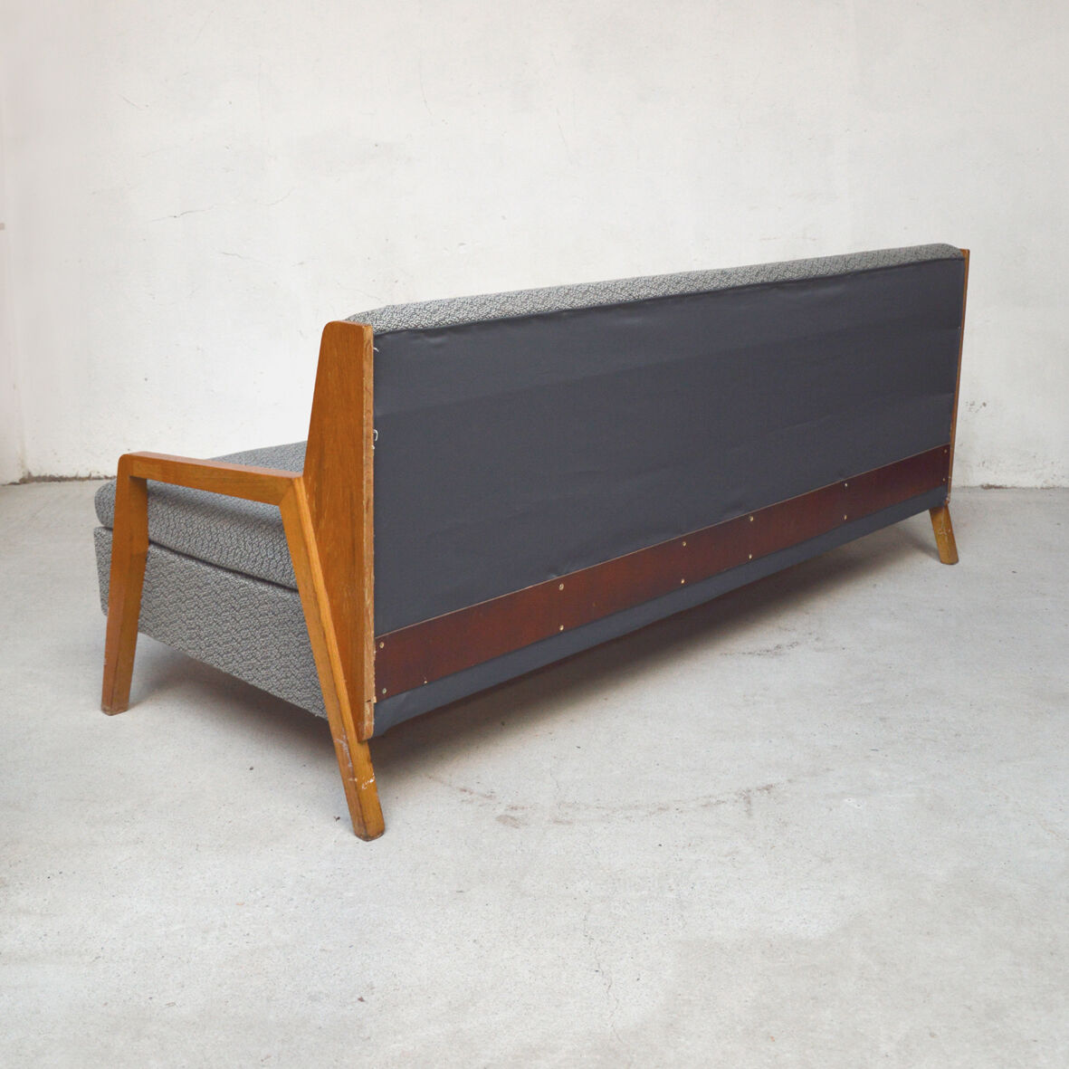 Sofa bed grey compass feet, 1960