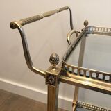 Table de style néo classique en métal argenté et doré et verre