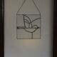 Vitrail décoratif oiseau, style Tiffany, verre coloré fait main 40×40 cm