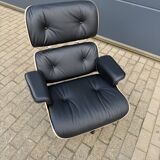 Vitra Eames Lounge Chair XL + Ottoman, Black leather & Santos Rosewood