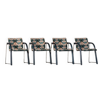 Vintage A 320 Armchair by Wulf Schneider & Ulrich Boehme for Thonet 1980’s in Eltham Palace Velvet (set of 4)
