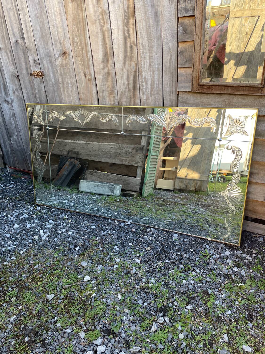 Vintage art deco cut glass bistro venetian mirror