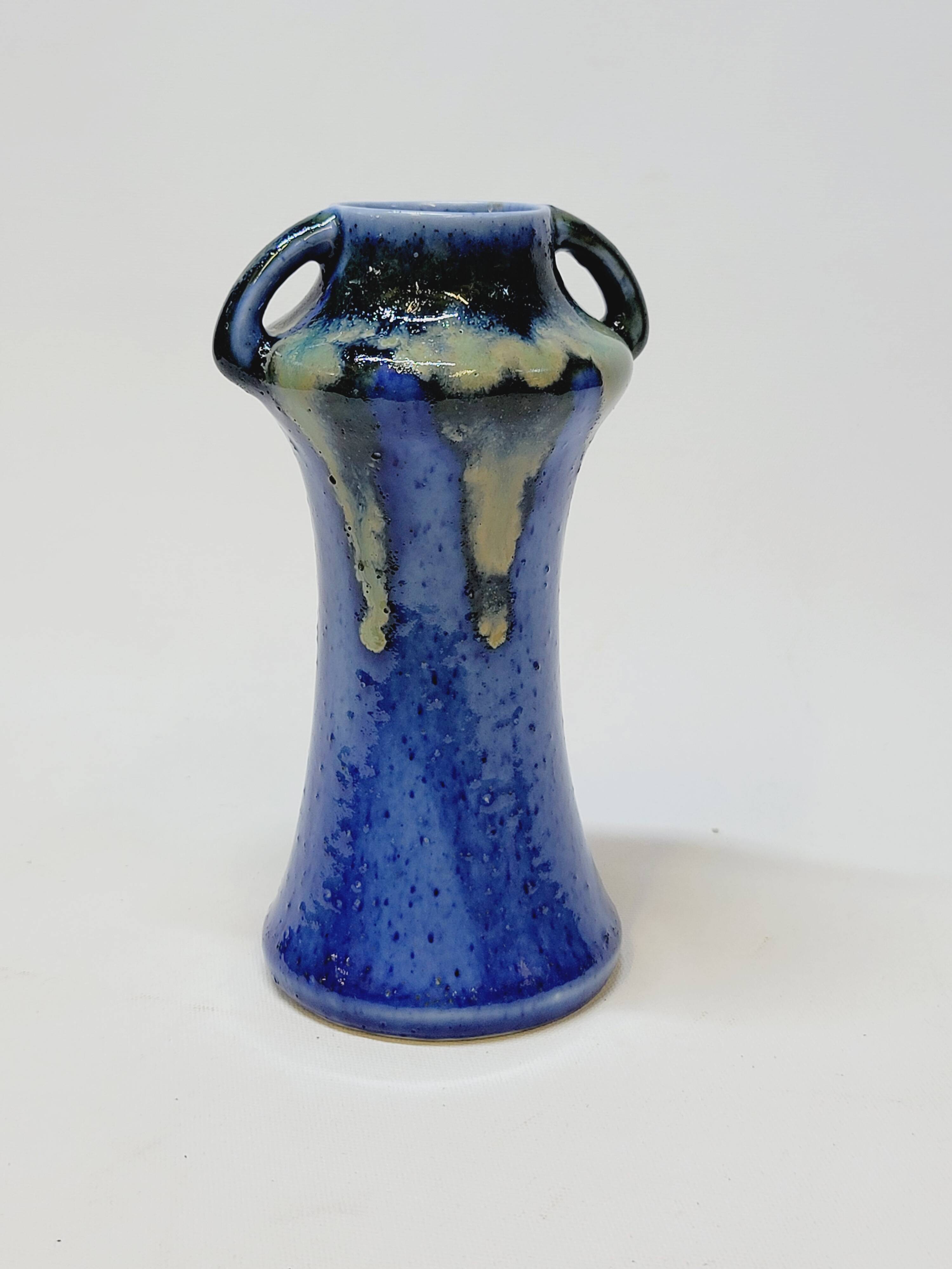 Antique Art Deco Blue Flemmé Stoneware Vase
