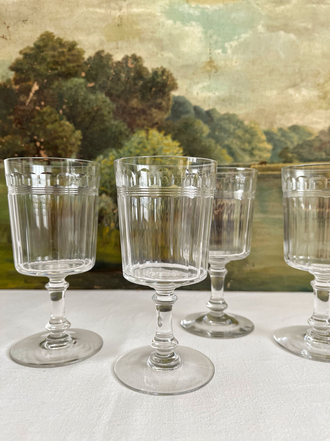 4 Baccarat cut crystal water/wine glasses, Chicago model