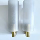 Paire Appliques Vintage Verre  Laiton