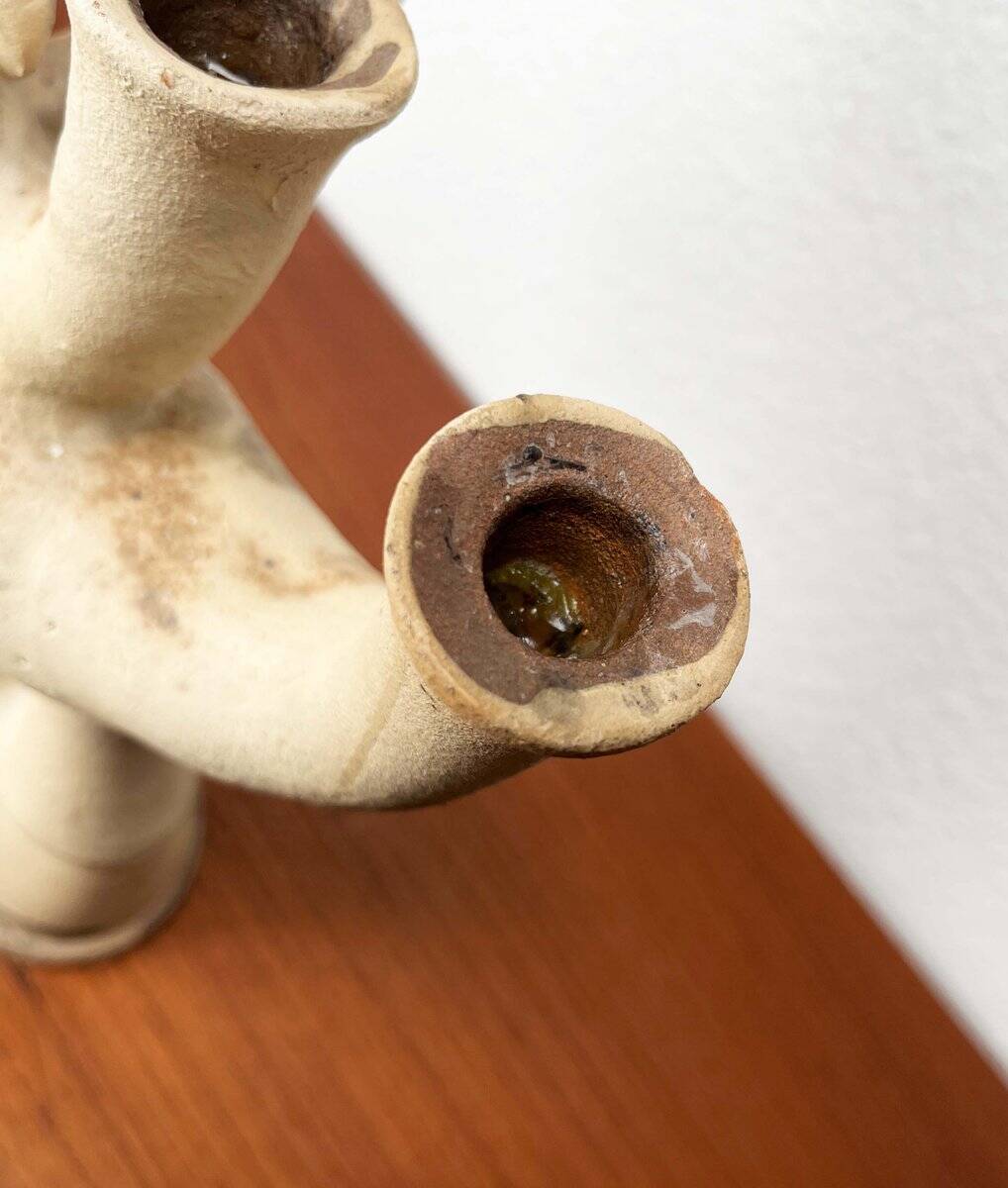 German Studio Pottery Sculptural Candleholder from Hans Fischer, 1980s