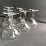 6 engraved crystal champagne glasses – Art Deco