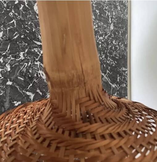 XXL mushroom lamp in woven rattan from the 70s