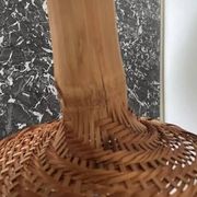 Lampe champignon XXL en rotin tressé années 70
