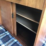 Vintage storage cabinet sideboard two sliding doors two drawers