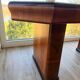 English Art Deco table in flamed walnut – London, 1960