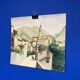 Signed watercolor of landscape with bell tower